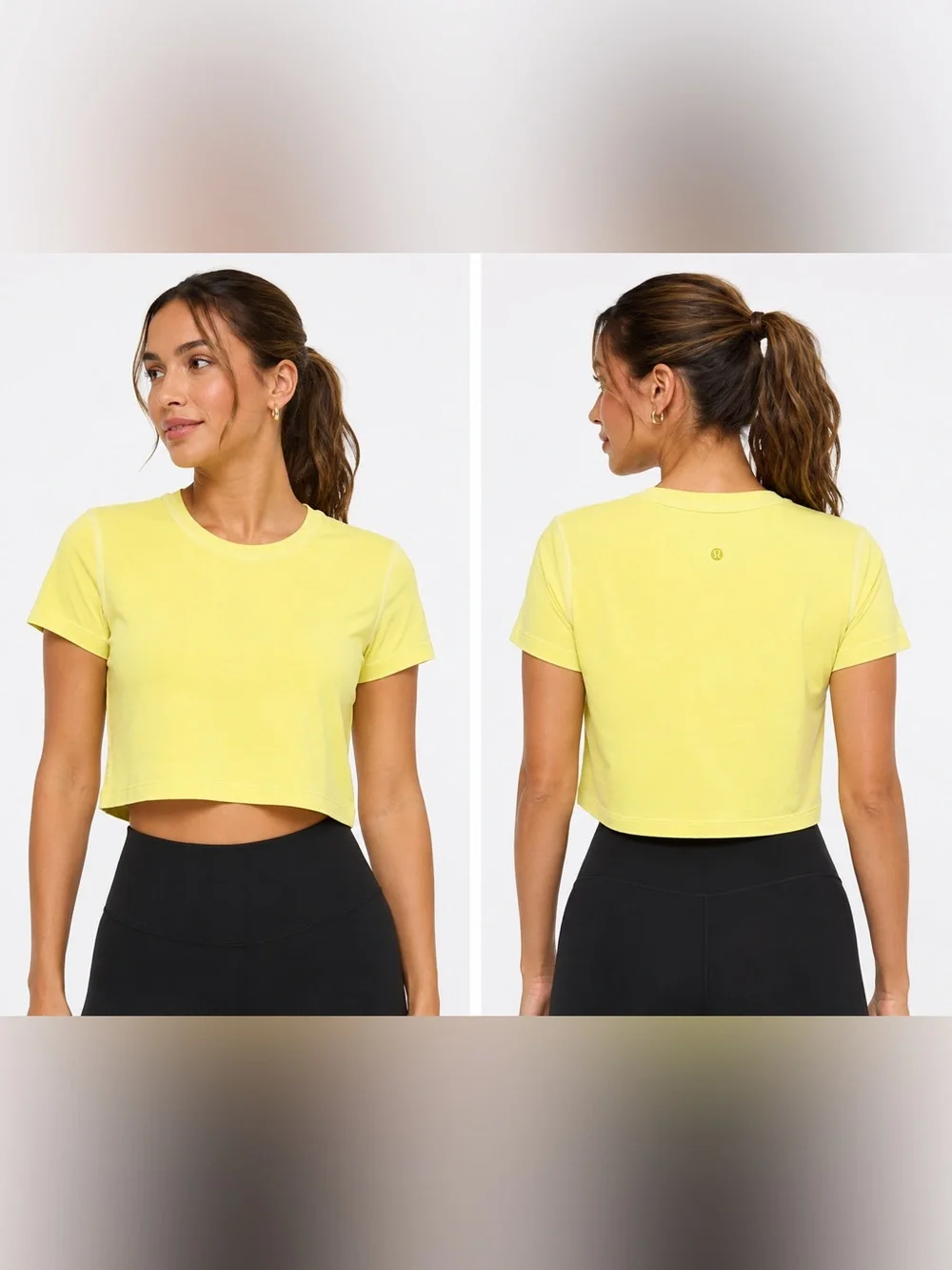 lululemon athletica Neon Yellow Cropped Tee